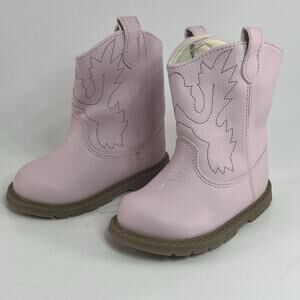 Girls Pink Western Cowboy Boots Size 4 Toddler – Faux Leather Embroidered New